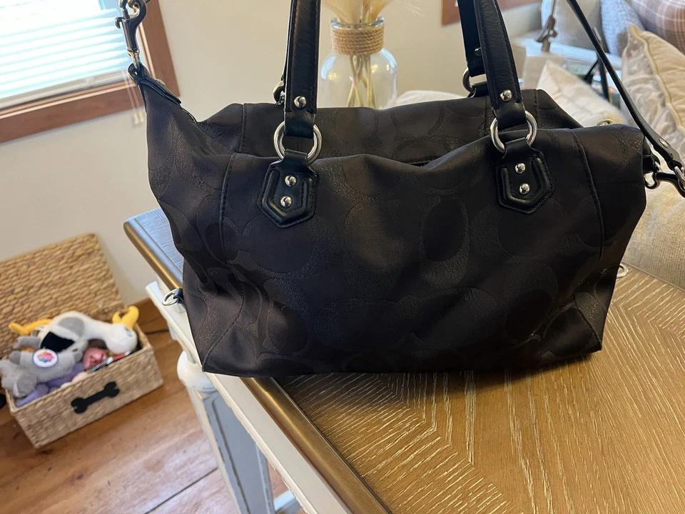 Coach Black Vintage Glitter Legacy Shoulder Bag Purse Silver Hardware Y2K Buckle - Image 3 of 4