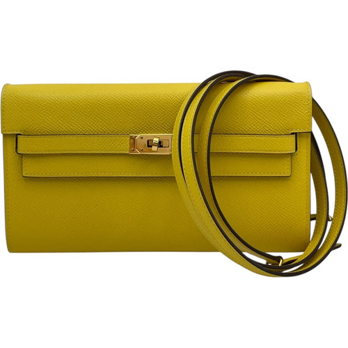 HERMES Kelly To Go U Stamp Jaune Ambre GHW Epsom Shoulder Bag #193