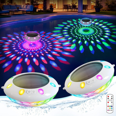 Floating Pool Lights W/Remote, 6.5'' Top to Bottom Dynamic Color Changing Solar P