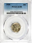 1920 Mercury Dime PCGS AU-58 #GA6-91 "90% Silver"