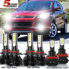 LED Headlight High Low+Fog Light Bulbs  9005+9006+H11 For Ford Escape 2013-2017