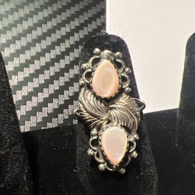 EDE Navajo Sterling Silver Mother Of Pearl Leaf Ring - Size 5 3/4