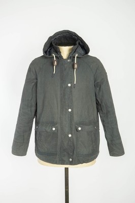 Barbour Rief Hooded Navy Blue Wax Cotton Women's Jacket Coat Size UK 10 US 6