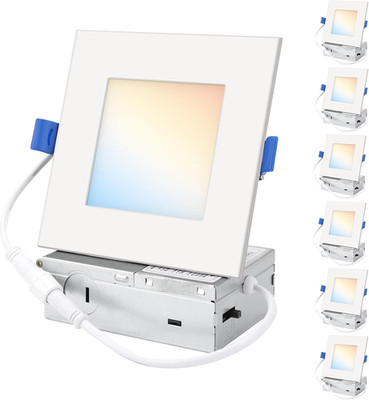 6 Pack 6 Inch Square LED Recessed Lighting, 5CCT Ultra-Thin LED Ceiling Lights,