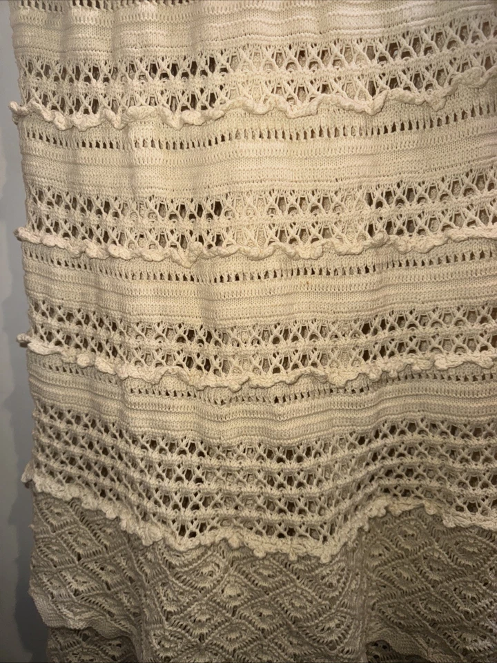 Maxi Vestido Y2K Moda Internacional Halter Crochet Beige Mujer M/L Algodón Boho Foto 4 de 4