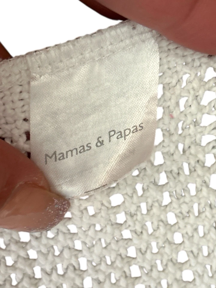 Mamas And Papas Unisex 100% Cotton White Knitted Baby Multi Purpose Blanket - Image 4 of 4