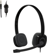 Logitech H151 Wired Headset, Analog Stereo Headphones with Rotating Noise-Cancel