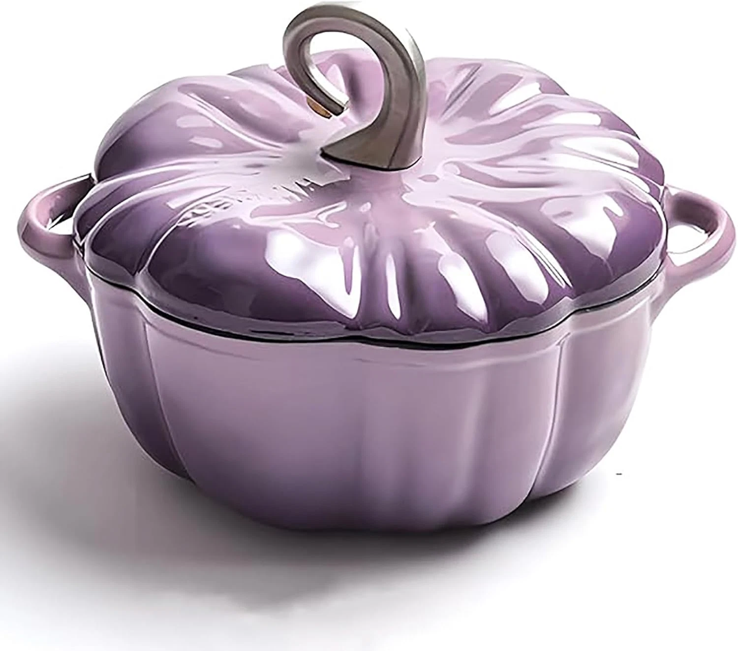Purple Pumpkin Dutch Oven - 3.9 Quart Enamel Cast Iron Pot for Fall Cooking