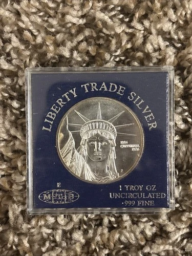 1985 Engelhard Liberty Trade Silver .999 Uncirculated OGP Ounce Encased