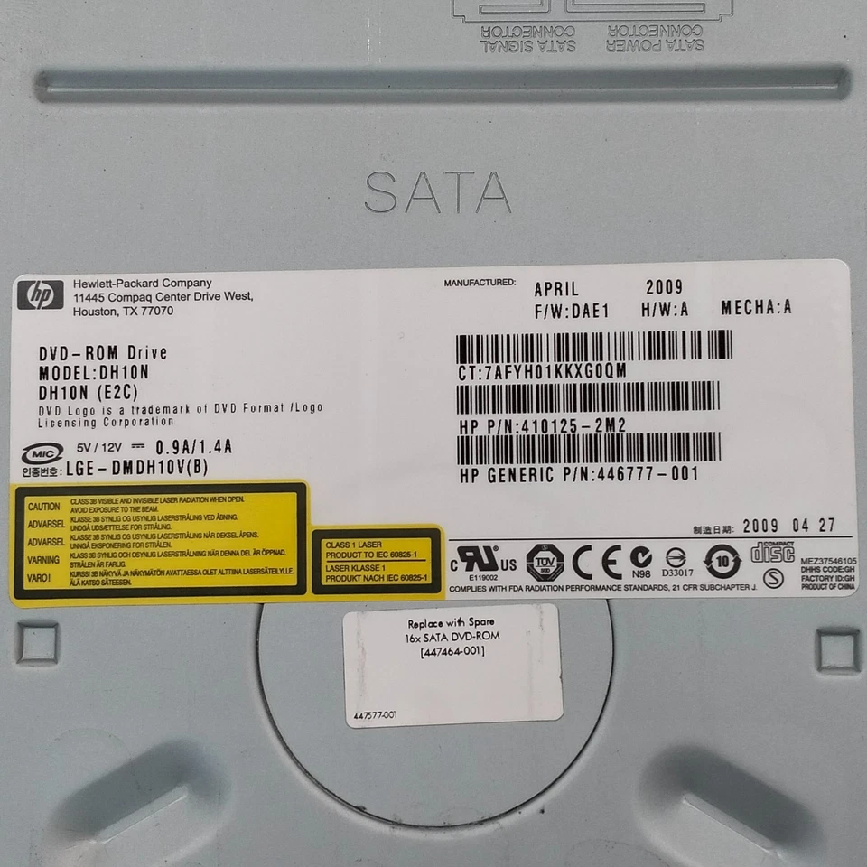 HP DH10N CD DVD ROM Optical Drive 410125-2M2 447464-001 446777-001 F/W DAE1 - Image 3 of 4