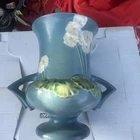 Vintage Roseville Art Pottery Primrose Blue Floral Vase 764-7 Tall - RARE