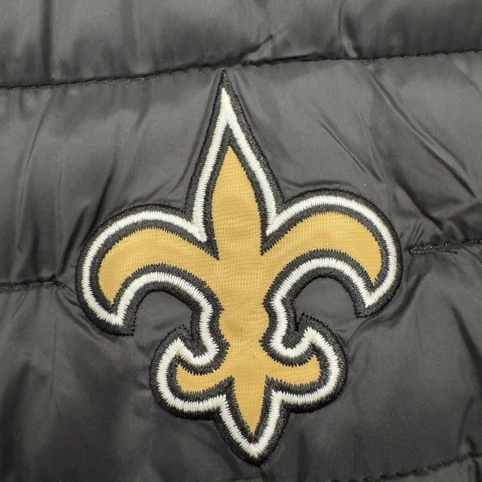 Chaleco New Orleans Saints para Hombres 2XL Negro Dorado Puffer NFL Fútbol Bolsillos con Cremallera Foto 2 de 4