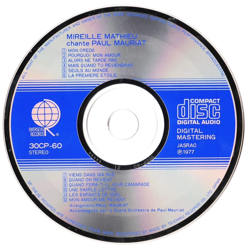 MIREILLE MATHIEU Rare 1987 Japan CD ''CHANTE PAUL MAURIAT'' 18 Pages Booklet - Image 4 of 4