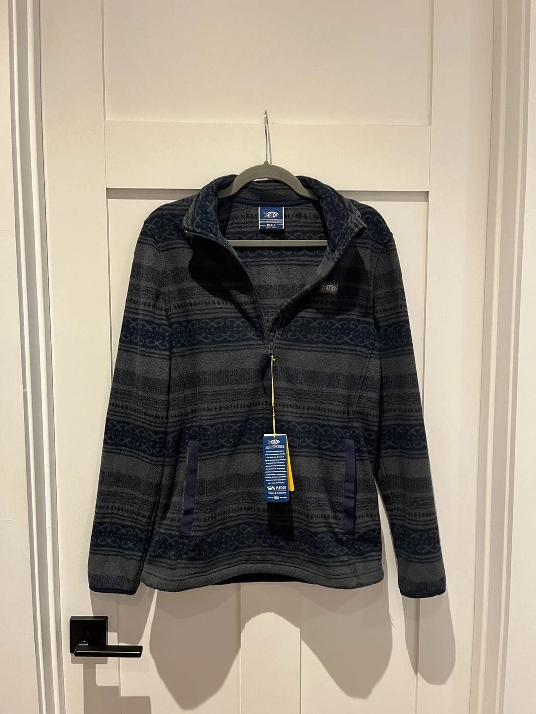 AFTCO Men's Ahoy 1/4 Zip Fleece Jacket Navy Small NWT