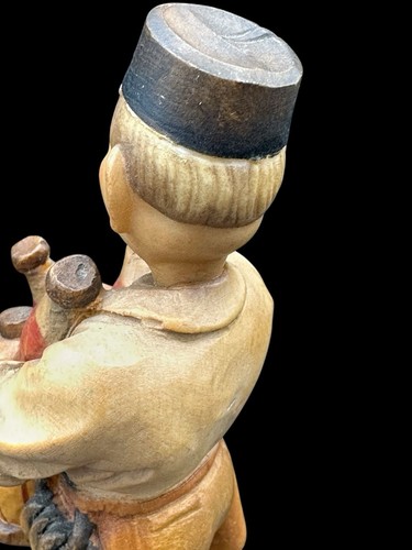 Holz geschnitzte Figur Weinhändler Gastwirt Karikatur Schlüssel Flasche Volkskunst Vintage - Bild 11 von 20