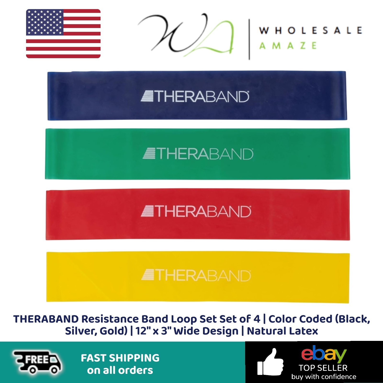 THERABAND Resistance Band Loop Set Set of 4 | Color Coded (B