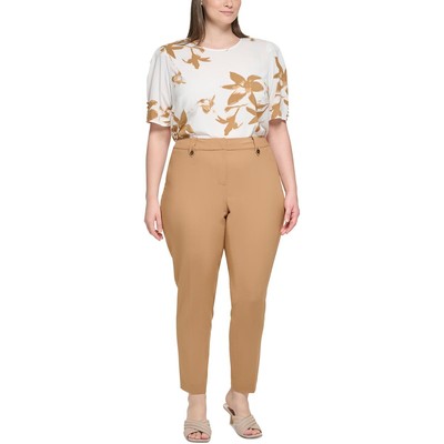 Calvin Klein Womens Tan Solid Ankle Pants Trousers Plus 20W BHFO 0163