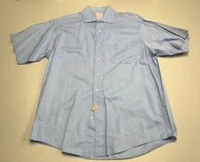Brooks Brothers Short Sleeve Dress Shirt Blue Relaxed Fit Button Up Sz: 15.5 33