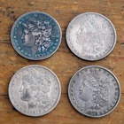 Lot of 4 US Morgan Silver Dollars, 90% Silver Coins, Auction #2