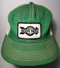 1980s Vintage Acco Seed Farm Patch Hat Vintage Trucker Hat K-Brand Made in USA