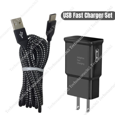 USB Fast Charger Wall Power Adapter 10Ft Long Type C Cable For Samsung Android
