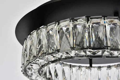 Crystal Foyer Dining Room Flush Mount Light Fixture Black Chandelier Lighting - Picture 6 of 8