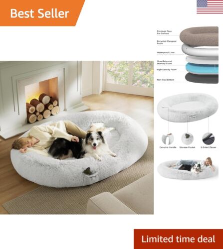 Human Dog Bed for People Adults, Calming Human Size Giant Dog Bed Fits Pet Fa...