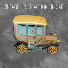 Japan Modern Toys Lever Action Tin Car Gold two door sedan