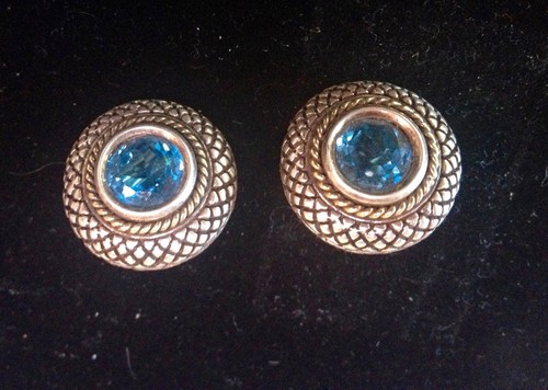 Stephen Dweck Blue Topaz, 18K and Sterling Silver Pierced Earrings - Picture 2 of 4