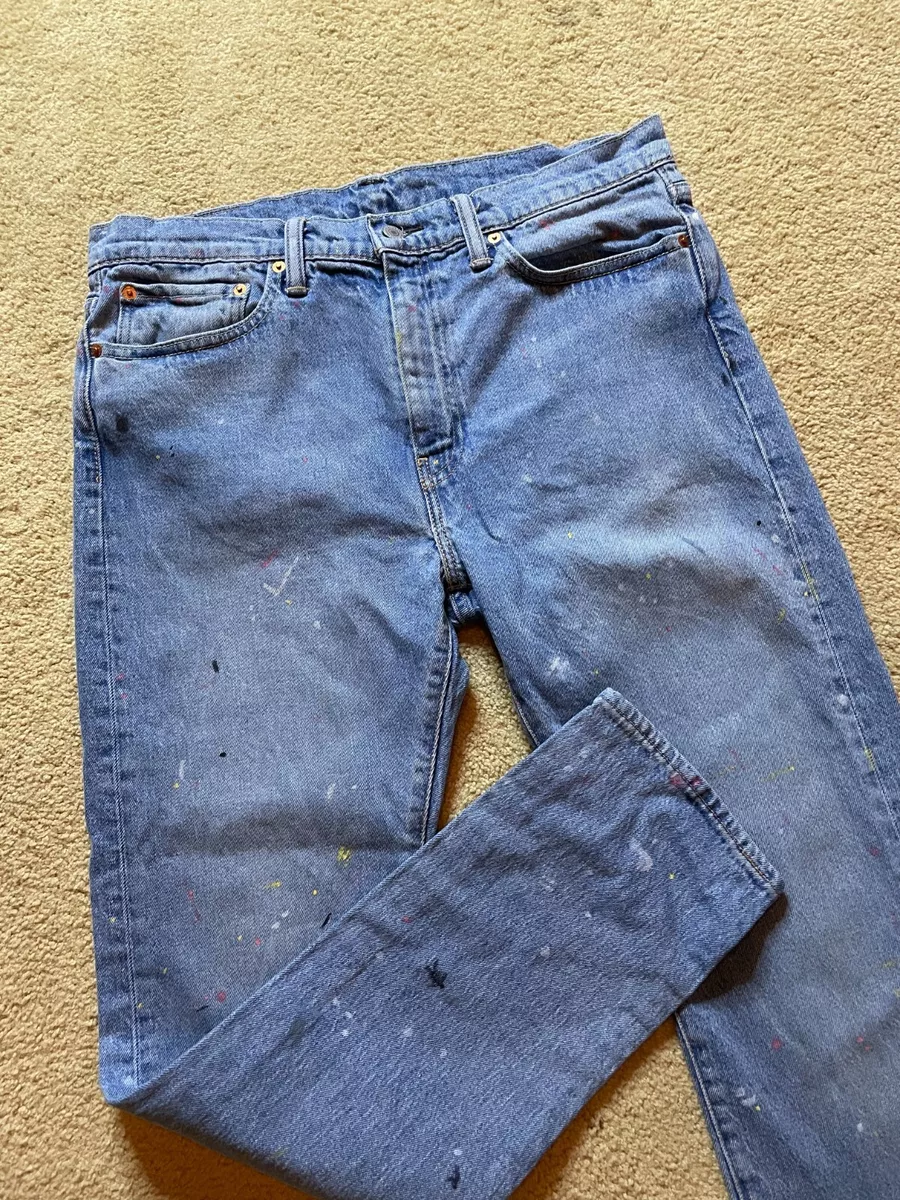 Men s Levi s 510 Slim Fit Skinny Leg Paint Splatter Stretch Denim Jeans 34 x 32
