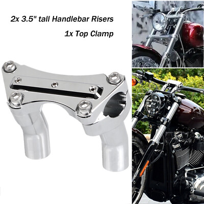 3-1/2'' Handlebar Riser &Top Clamp Kit For Harley Dyna Wide Glide Softail Fat Boy