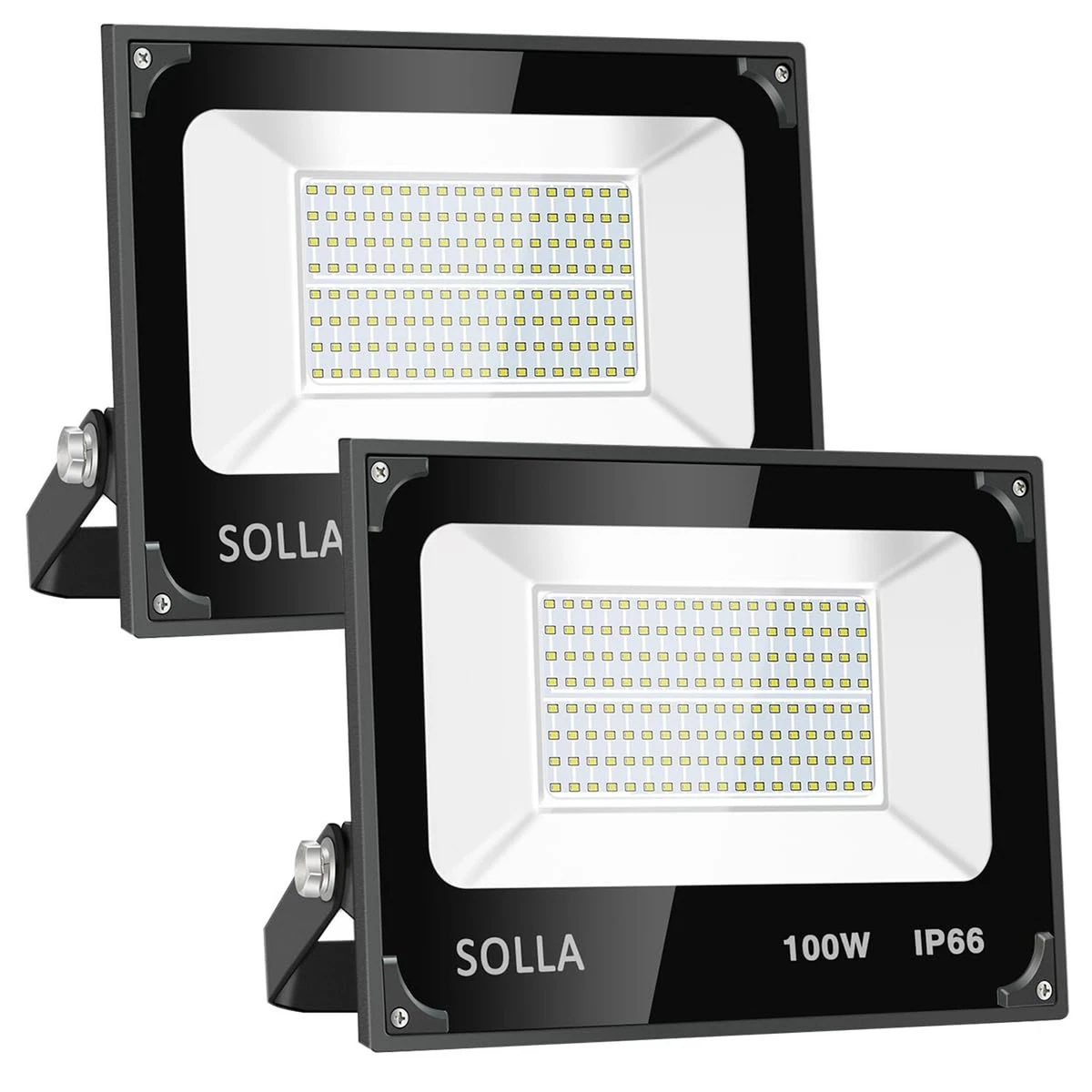 SOLLA 2 Pack 100W Led Flood Light 8000lm 3000K Warm White Exterior Flood Lig