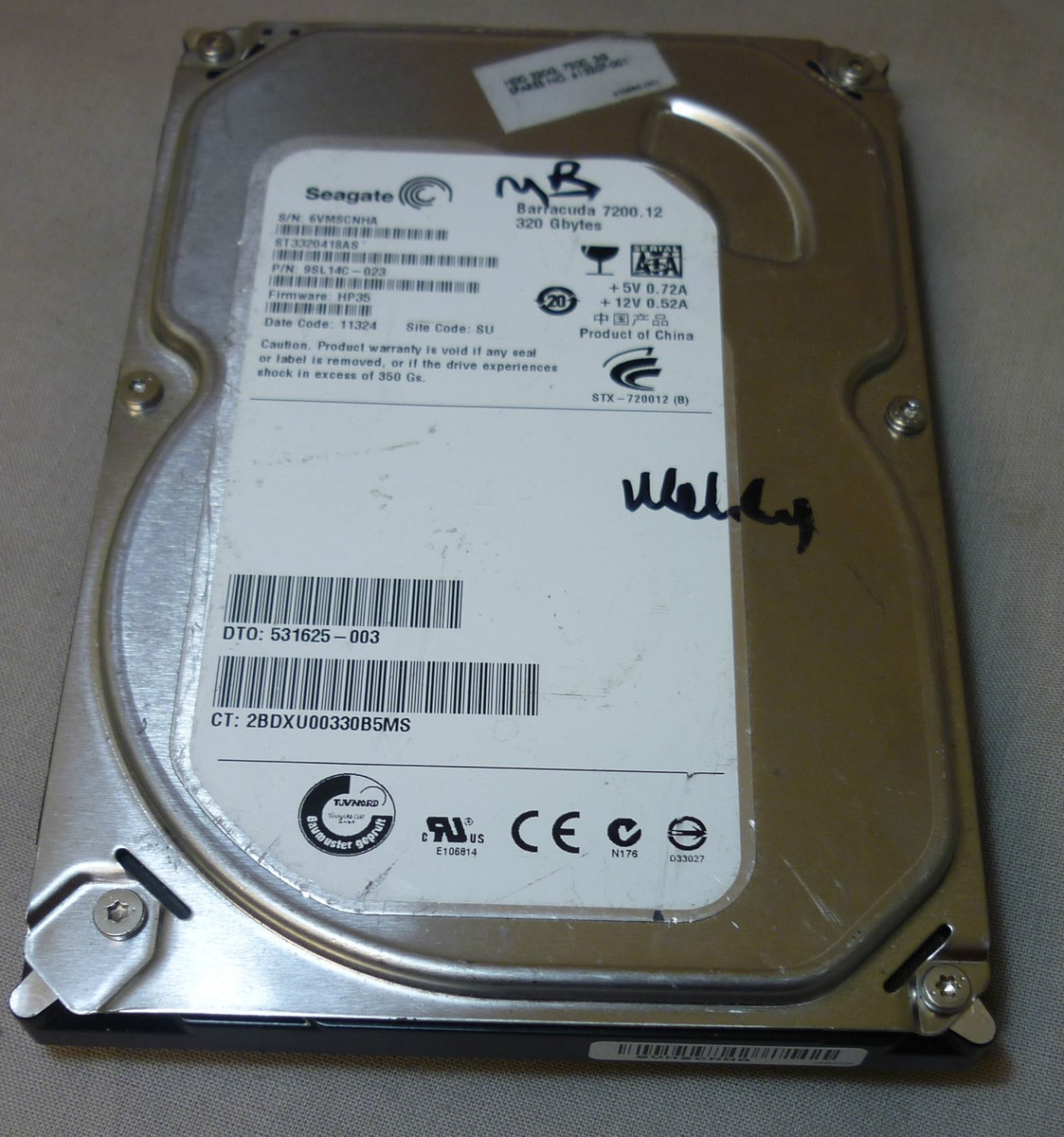 320GB Seagate ST3320418AS 9SL14C-023 F/W:HP35 531625-003 SATA Hard 