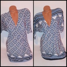 5th & Love Womens Dress Srtetchy Geo Print Dolman Sleeve Gathered Under Bust