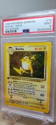 PSA 9 1st Edition Base Set Raichu 14 NM-MT German Pokemon Card