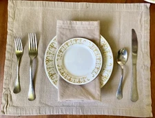 Homer Laughlin 5.5' Round Appetizer Plate Gold Flourish Set of 4 • Made In USA