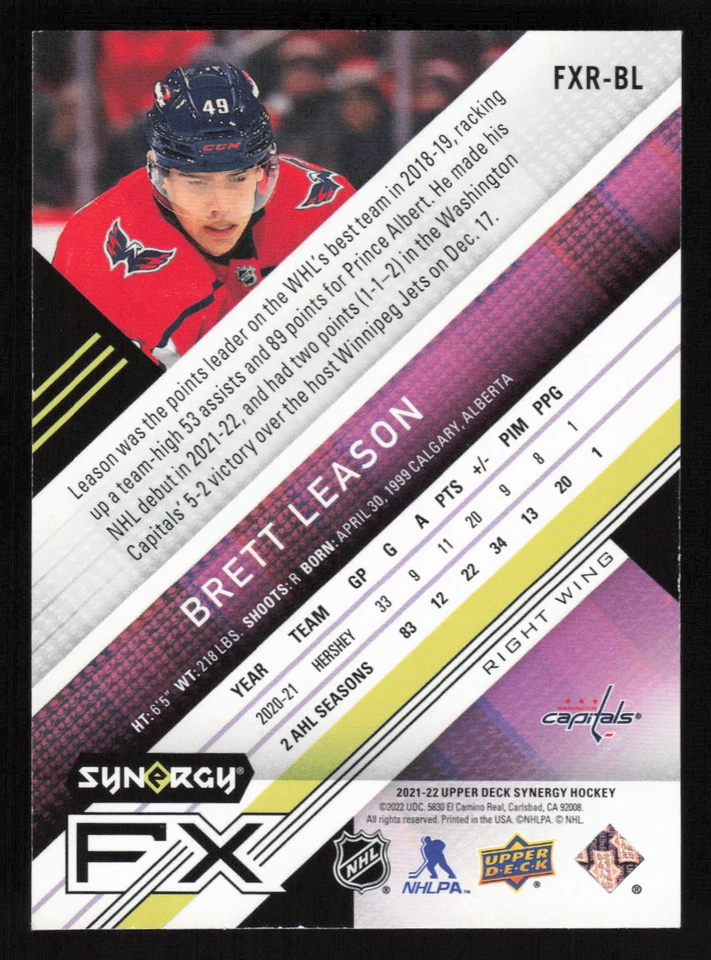 2021-22 Upper Deck Synergy #FX-BL Brett Leason /499 Orange Card TCCCX - Image 2 of 2