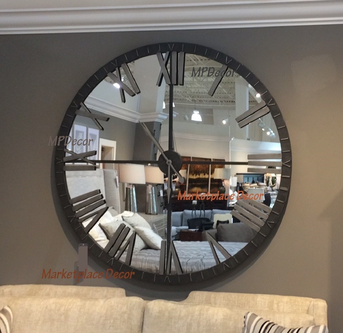 Uttermost 06419 Amelie Urban Modern Mirror Wall Clock Distressed HUGE 60"