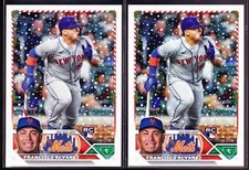Francisco Alvarez Mets Rookie 2023 Topps Holiday H111 Candy Cane Bat + Base RC