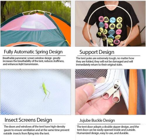 4 Person Man Family Tent Instant Pop Up Outdoor Camping Hiking Festival Beach UK - Picture 17 of 24
