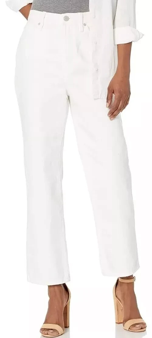NWT $118 SZ 25 Blank NYC The Baxter Ribcage High Rise Straight Leg Jeans White