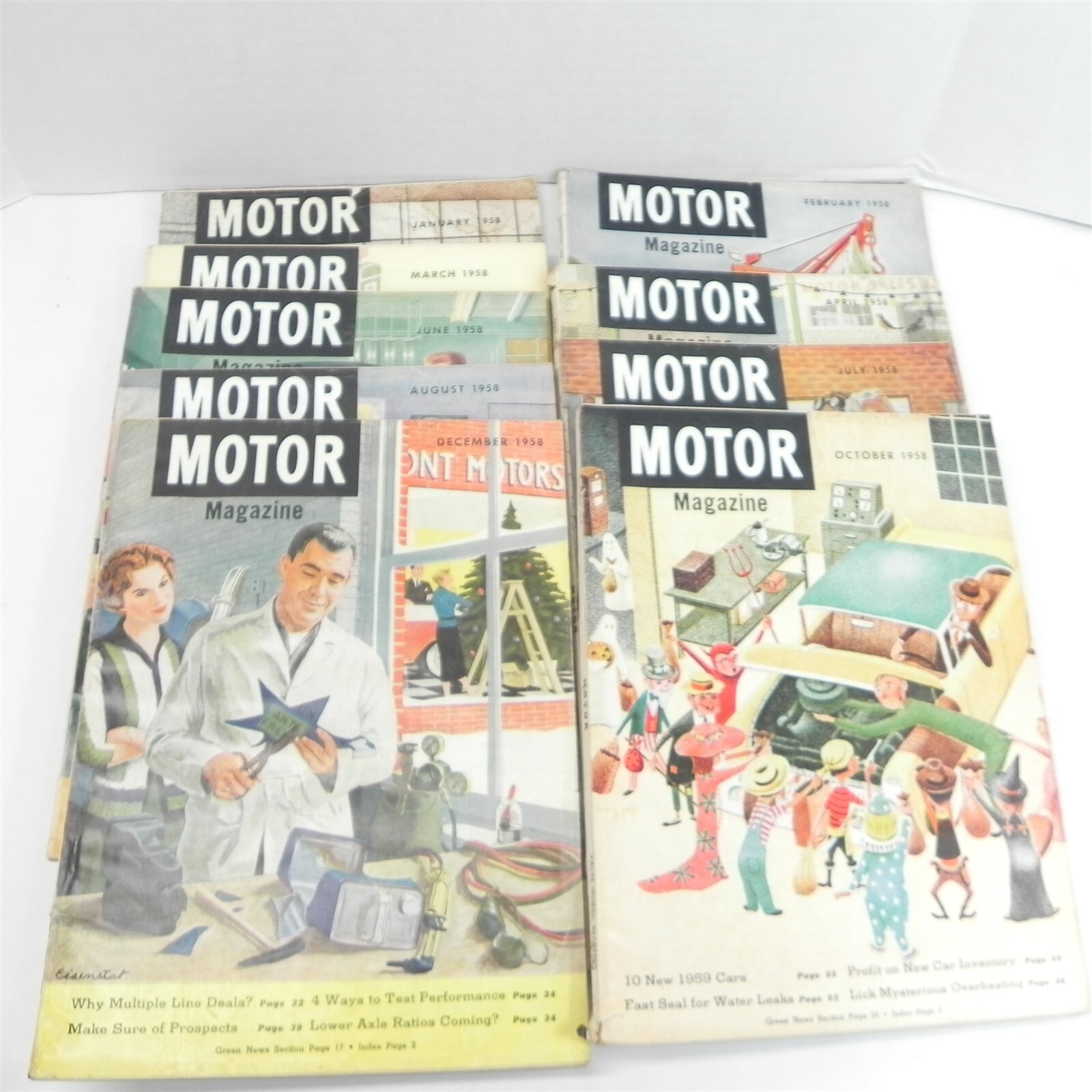 VINTAGE LOT OF 9 MOTOR MAGAZINE 1958 JAN FEB MARCH APRIL JUNE JULY AUG OCT DEC