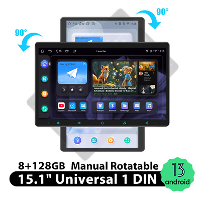 15.1 inch Rotatable HD Screen 1DIN Car Stereo Universal GPS CarPlay/Android Auto