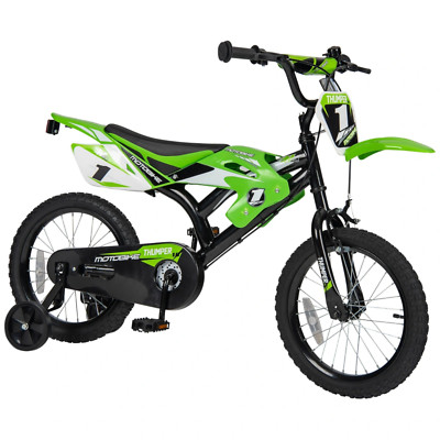 Mini Moto Fahrrad 16 Zoll mit Stützrädern Kinder Kinderfahrrad Klopfer grün