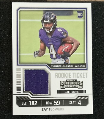 2023 Panini Contenders ZAY FLOWERS RC Rookie Ticket Jersey Patch
