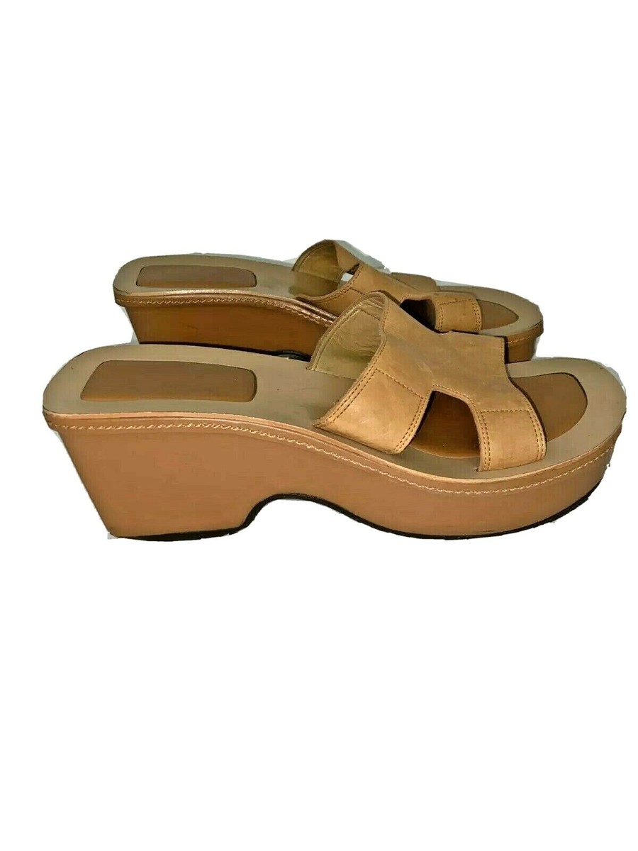 Enzo Angiolini Tan Platform Heel Slides Sandals 9M