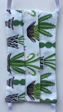 Masques Visage Enfant Lavable Réutilisable Coton Bio Vert Cactus