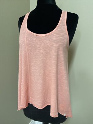 Volcom Broken In Slub Tank Coral/Peach Asymmetric Hem Seamed Detail Small S