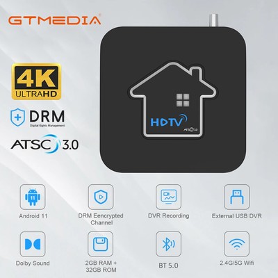 4K ATSC 3.0 DRM Android 11 Smart TV Box Nextgen over-the-air Free DVR Recorder