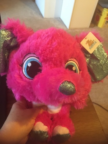 Goffa Elefante 10" Peluche Fucsia Rosa con Brillo Azul, Nuevo con Etiquetas - Imagen 2 de 5